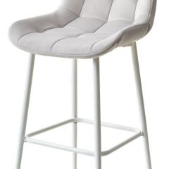 Барный стул ХОФМАН, цвет H-09 Светло-серый, велюр / белый каркас М-City в Тарко-Сале - tarko-sale.mebel24.online | фото 1