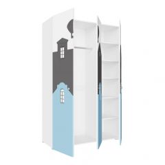 Детская Сити ПМ-332.25 исп 2 Шкаф комбинирован (3д) (Белый/Графит/Голубой) в Тарко-Сале - tarko-sale.mebel24.online | фото 2