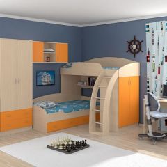Детская Соня (1+2+3) Дуб молочный/Оранжевый в Тарко-Сале - tarko-sale.mebel24.online | фото