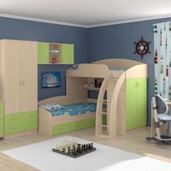 Детская Соня (1+2+3) Дуб молочный/Салатовый в Тарко-Сале - tarko-sale.mebel24.online | фото