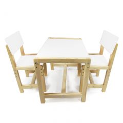 Детский растущий комплект стол и два стула  Я САМ "Лофт" (Белый, Сосна) в Тарко-Сале - tarko-sale.mebel24.online | фото