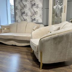 Диван Lara 2х местный без механизма (бежевый/золото) в Тарко-Сале - tarko-sale.mebel24.online | фото 4