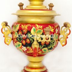 Электрический самовар "Овал ажурный" 3 литра с росписью "Хохлома на красном" в Тарко-Сале - tarko-sale.mebel24.online | фото 2