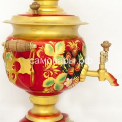 Электрический самовар "Овал ажурный" 3 литра с росписью "Хохлома на красном" в Тарко-Сале - tarko-sale.mebel24.online | фото 3