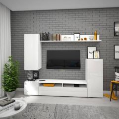 Гостиная Альфа (Белый/Белый глянец) в Тарко-Сале - tarko-sale.mebel24.online | фото 2