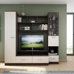 Гостиная ЛЕОН-4 (Анкор белый/Анкор темный) в Тарко-Сале - tarko-sale.mebel24.online | фото