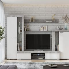 Гостиная МГС 5 (Цемент светлый/Белый) в Тарко-Сале - tarko-sale.mebel24.online | фото