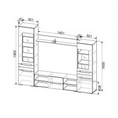 Гостиная МГС 6 Исполнение 1 (Венге/Белый глянец) в Тарко-Сале - tarko-sale.mebel24.online | фото 3