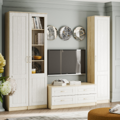 Гостиная Оливия Модульная (Белое дерево/Дуб Сонома) в Тарко-Сале - tarko-sale.mebel24.online | фото