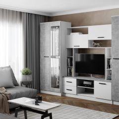 Гостиная СОЛО ЛДСП Белый /ЛДСП Ателье светлое в Тарко-Сале - tarko-sale.mebel24.online | фото