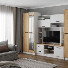 Гостиная СОЛО ЛДСП Белый /ЛДСП Дуб крафт золотой в Тарко-Сале - tarko-sale.mebel24.online | фото