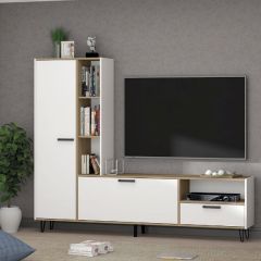 Гостиная Трикс (Дуб крафт золотой/Белый текстурный) в Тарко-Сале - tarko-sale.mebel24.online | фото