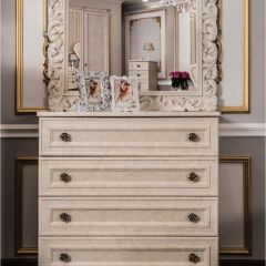 Комод 4 ящика Афина + Зеркало ППУ Афина (крем корень) в Тарко-Сале - tarko-sale.mebel24.online | фото