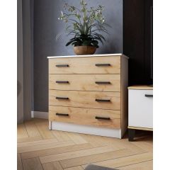 Комод КМ-2 ЛДСП Белый/ ЛДСП Дуб крафт золотой в Тарко-Сале - tarko-sale.mebel24.online | фото
