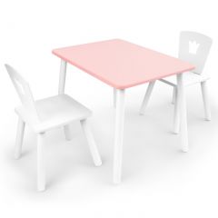 Комплект детской мебели стол и два стула Корона  (Розовый/Белый/Белый) в Тарко-Сале - tarko-sale.mebel24.online | фото