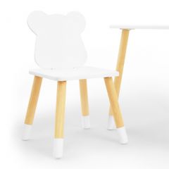 Комплект детской мебели стол и два стула Мишутка (Белый/Белый/Береза) в Тарко-Сале - tarko-sale.mebel24.online | фото