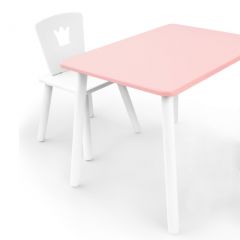 Комплект детской мебели стол и стул Корона (Розовый/Белый/Белый) в Тарко-Сале - tarko-sale.mebel24.online | фото