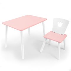 Комплект детской мебели стол и стул Корона (Розовый/Розовый/Белый) в Тарко-Сале - tarko-sale.mebel24.online | фото 1