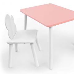 Комплект детской мебели стол и стул Облачко (Розывый/Белый/Белый) в Тарко-Сале - tarko-sale.mebel24.online | фото 1