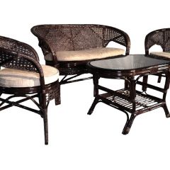 Комплект Пеланги 02/15 с 2-х местным диваном и овальным столом (Темно-коричневый) в Тарко-Сале - tarko-sale.mebel24.online | фото
