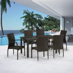 Комплект плетеной мебели T256A/YC379A-W53 Brown (6+1) + подушкина стульях в Тарко-Сале - tarko-sale.mebel24.online | фото