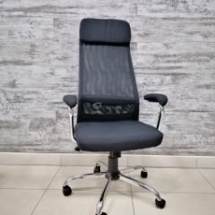 Кресло Barneo K-115 для персонала (черная ткань, черная сетка) в Тарко-Сале - tarko-sale.mebel24.online | фото