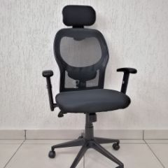 Кресло Barneo K-128 для персонала (черная ткань черная сетка) в Тарко-Сале - tarko-sale.mebel24.online | фото