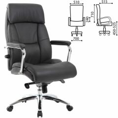 Кресло BRABIX PREMIUM "Phaeton EX-502" (кожа с компаньоном, хром, черное) 530882 в Тарко-Сале - tarko-sale.mebel24.online | фото 2