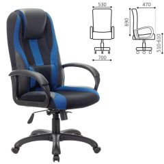 Кресло компьютерное BRABIX PREMIUM "Rapid GM-102" (экокожа/ткань, черное/синее) 532106 в Тарко-Сале - tarko-sale.mebel24.online | фото 2