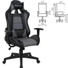 Кресло компьютерное BRABIX "GT Racer GM-100" (черное/серое) 531926 в Тарко-Сале - tarko-sale.mebel24.online | фото 2