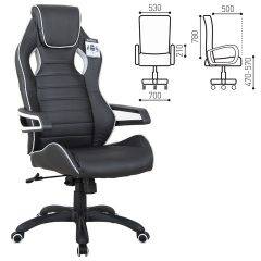 Кресло компьютерное BRABIX Techno Pro GM-003 (экокожа черное/серое, вставки серые) 531814 в Тарко-Сале - tarko-sale.mebel24.online | фото 1