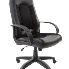 Кресло офисное BRABIX "Strike EX-525" (экокожа черная, ткань черная) 531381 в Тарко-Сале - tarko-sale.mebel24.online | фото
