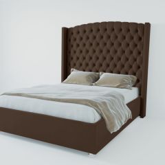 Кровать Берлин ЛЮКС с ПМ 1600 (экокожа коричневая) в Тарко-Сале - tarko-sale.mebel24.online | фото 2