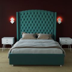 Кровать Берлин ЛЮКС с ПМ 800 (велюр бирюзовый) в Тарко-Сале - tarko-sale.mebel24.online | фото 2