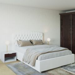 Кровать Берлин с ПМ 1200 (экокожа белая) в Тарко-Сале - tarko-sale.mebel24.online | фото 2