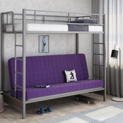 Кровать двухъярусная с диваном "Мадлен" (Серый/Фиолетовый) в Тарко-Сале - tarko-sale.mebel24.online | фото