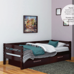 ГЛОРИЯ Кровать детская (Темный орех) с 2 ящиками в Тарко-Сале - tarko-sale.mebel24.online | фото
