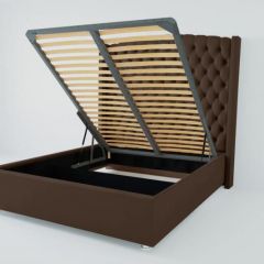 Кровать Берлин ЛЮКС с ПМ 2000 (экокожа коричневая) в Тарко-Сале - tarko-sale.mebel24.online | фото