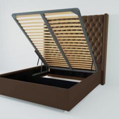 Кровать Версаль ЛЮКС с ПМ 900 (экокожа коричневая) в Тарко-Сале - tarko-sale.mebel24.online | фото
