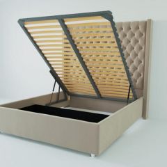 Кровать Версаль ЛЮКС с ПМ 1400 (велюр светло-серый) в Тарко-Сале - tarko-sale.mebel24.online | фото 2