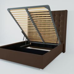 Кровать Венеция ЛЮКС с ПМ 1200 (экокожа коричневая) в Тарко-Сале - tarko-sale.mebel24.online | фото