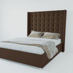 Кровать Венеция ЛЮКС с ПМ 1800 (экокожа коричневая) в Тарко-Сале - tarko-sale.mebel24.online | фото