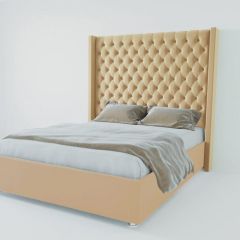 Кровать Версаль ЛЮКС с ПМ 800 (экокожа бежевая) в Тарко-Сале - tarko-sale.mebel24.online | фото