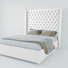 Кровать Версаль ЛЮКС с ПМ 800 (экокожа белая) в Тарко-Сале - tarko-sale.mebel24.online | фото
