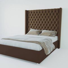 Кровать Версаль ЛЮКС с ПМ 800 (экокожа коричневая) в Тарко-Сале - tarko-sale.mebel24.online | фото