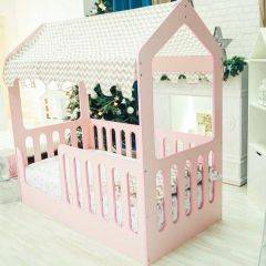 Кровать-домик без ящика 800*1600 (Розовый) в Тарко-Сале - tarko-sale.mebel24.online | фото