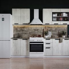 Кухня ДИОР 2 м со стеклом (белый/дуб крафт белый) в Тарко-Сале - tarko-sale.mebel24.online | фото