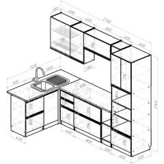 Кухонный гарнитур Амели мега прайм 1500х2700 мм в Тарко-Сале - tarko-sale.mebel24.online | фото 3