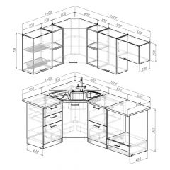 Кухонный гарнитур Надежда оптима 4 1400х2000 мм в Тарко-Сале - tarko-sale.mebel24.online | фото 2