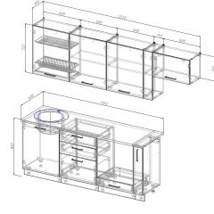 Кухонный гарнитур Вегас 2550 (Стол. 26мм) в Тарко-Сале - tarko-sale.mebel24.online | фото 2